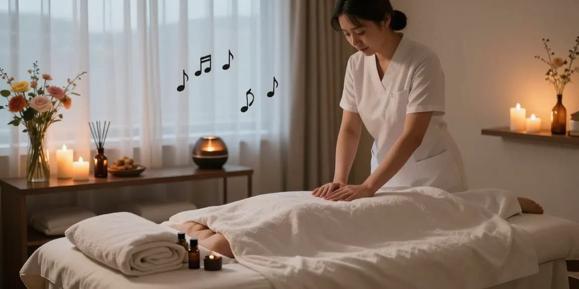 안양출장마사지 session preparation with tranquil spa elements and cozy ambiance.