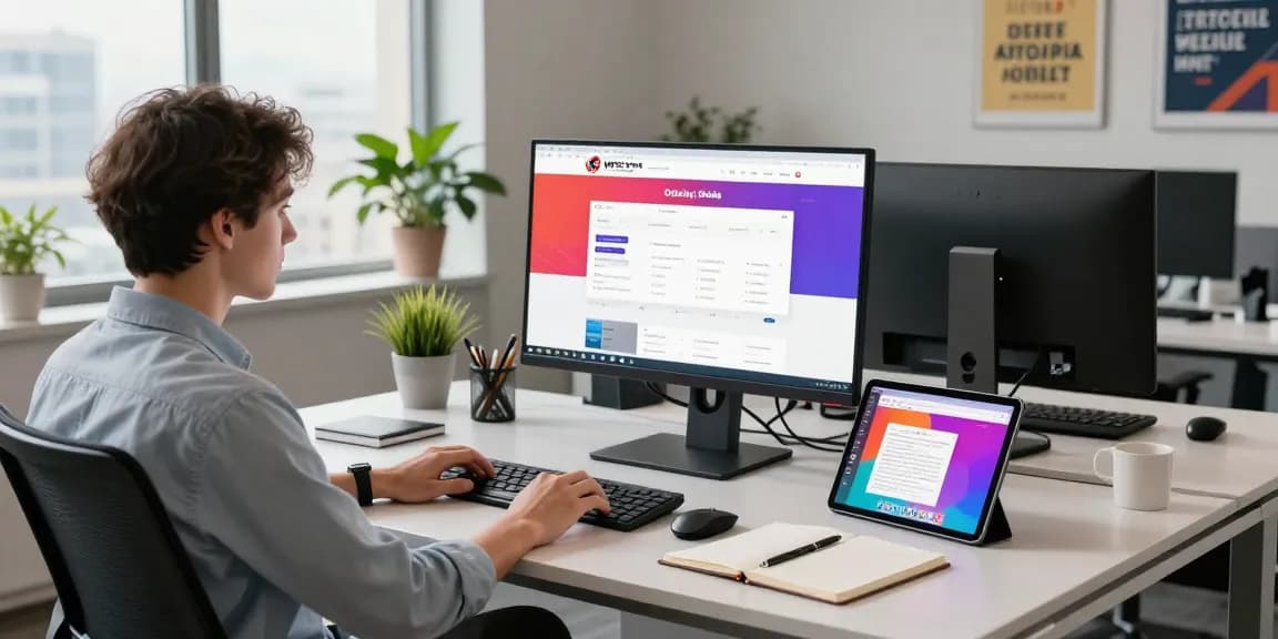 Professional in modern workspace using WPS Official Website for digital productivity.