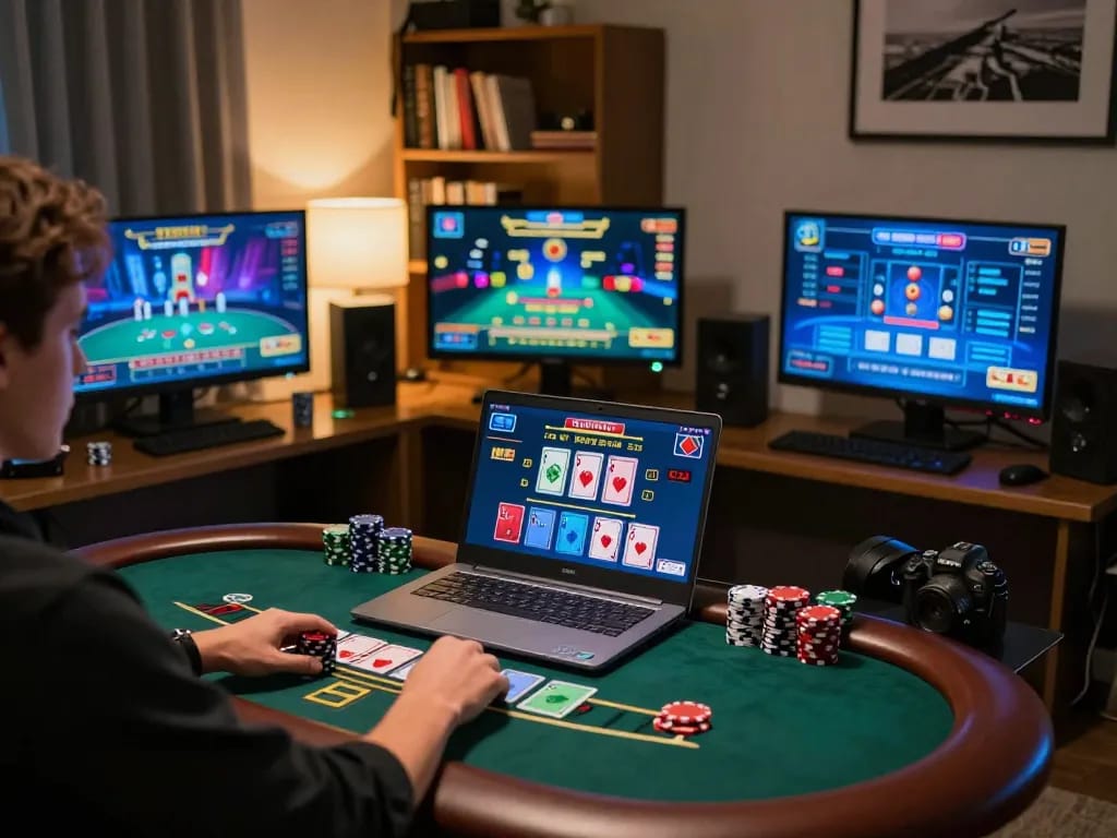 Engaging in online blackjack on S8 com with vibrant virtual cards and chips