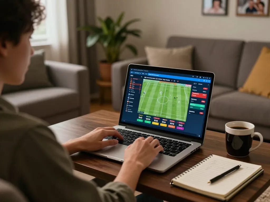 Engage in online sports betting using link vào llwin on a cozy laptop setup