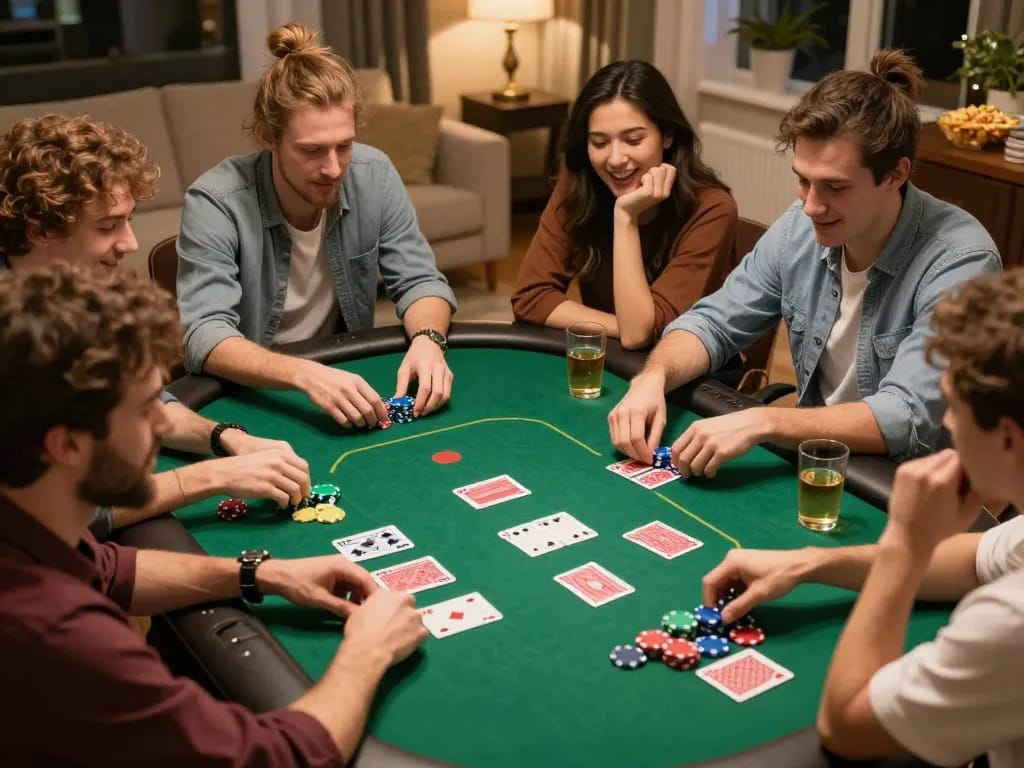Friends enjoying a thrilling poker game at home, embodying the excitement of GG 88 gaming.