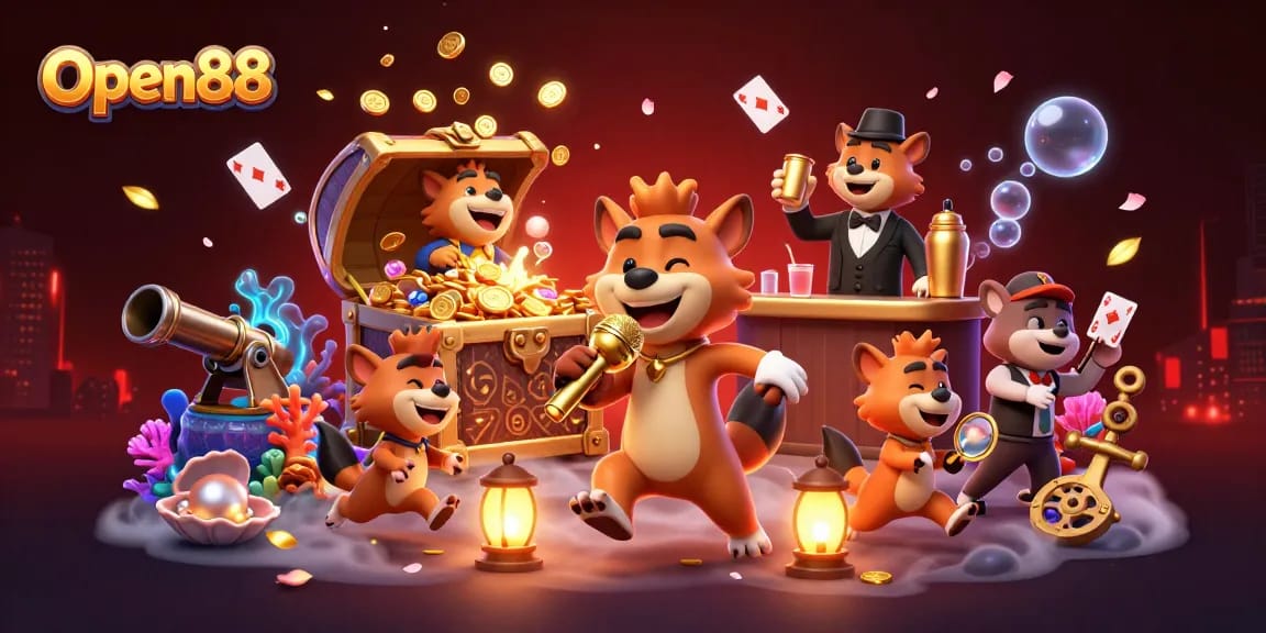 Experience the vibrant comedy casino scene at Open88 with lively hyenas in action.