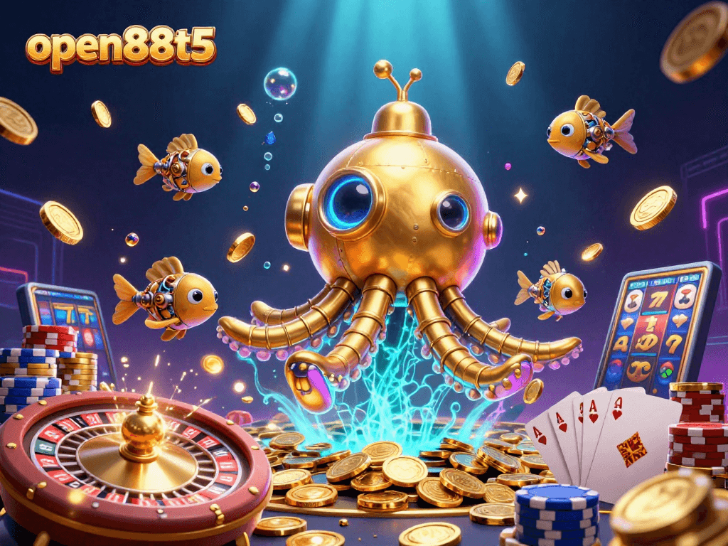 Experience thrilling gameplay with open88t5 as the golden kraken submarine dives through shimmering coins.