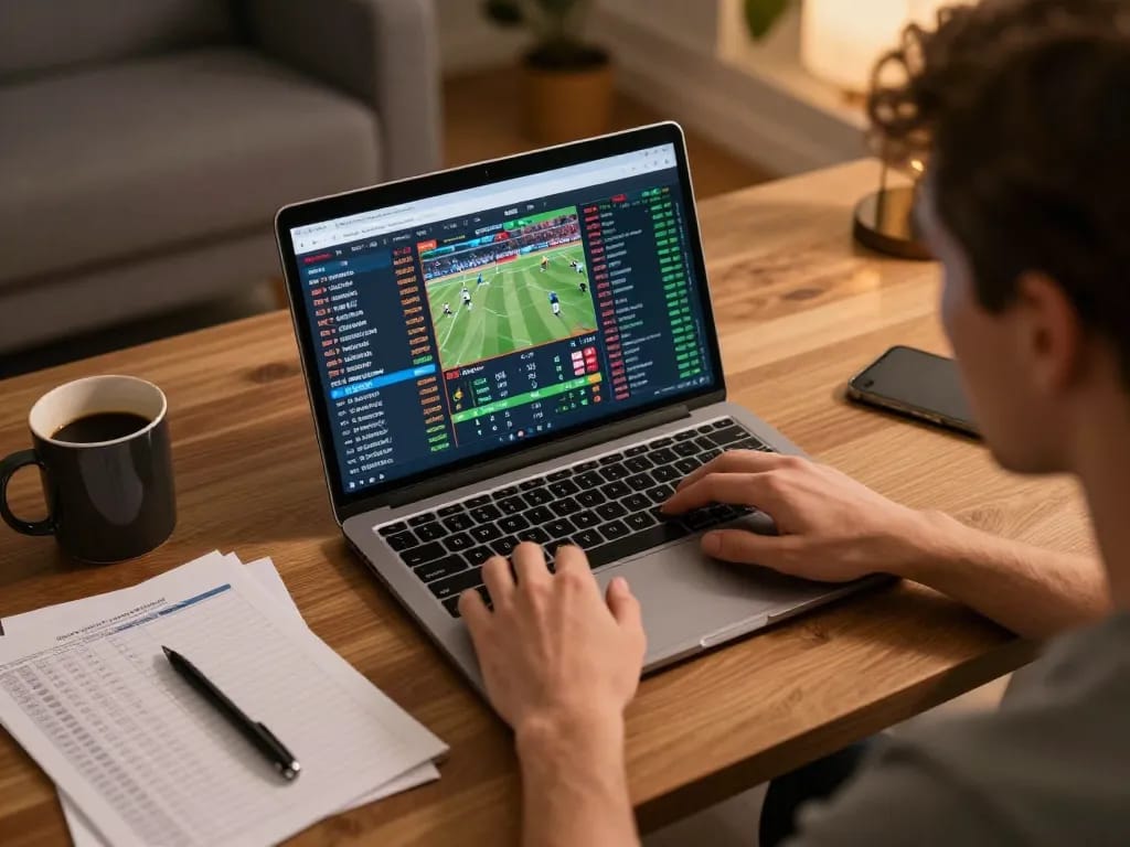 Engaging in online sports betting while analyzing tỷ lệ kèo nhà cái 5 and strategies at home