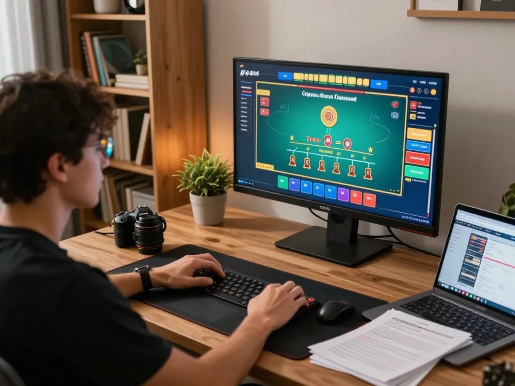 Player enjoying an interactive blackjack game on gg88 com with a focused atmosphere and betting notes.