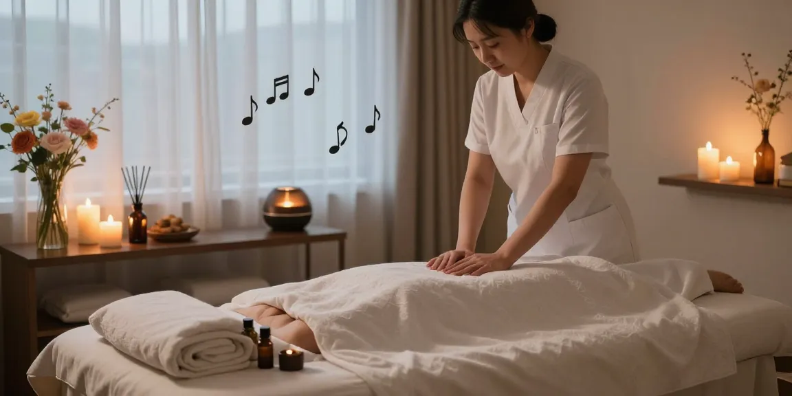 안양출장마사지 session preparation with tranquil spa elements and cozy ambiance.