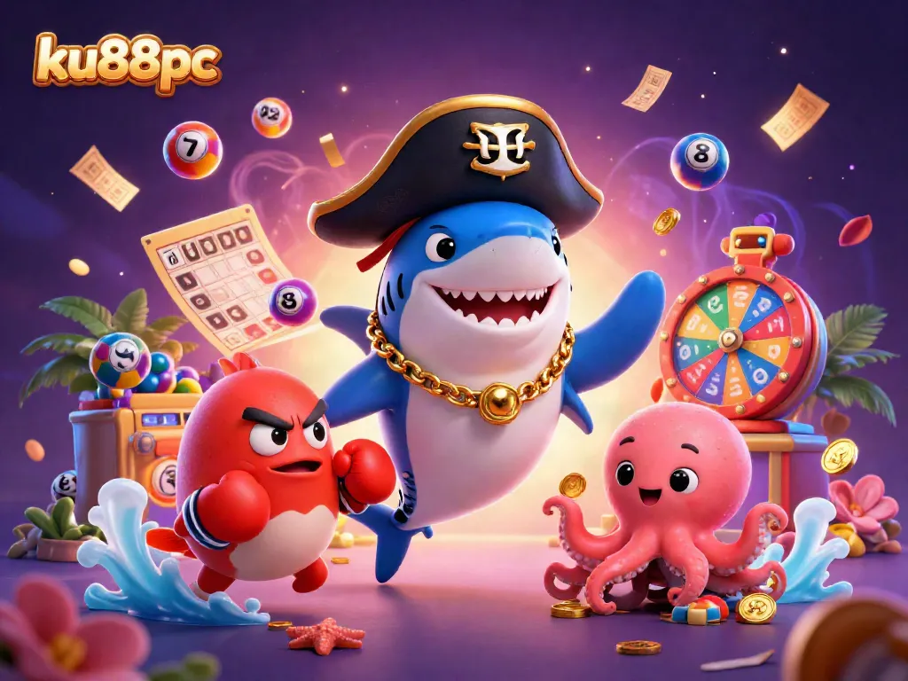 Unleash winning strategies with ku88pc in this vibrant casino scene featuring quirky characters.