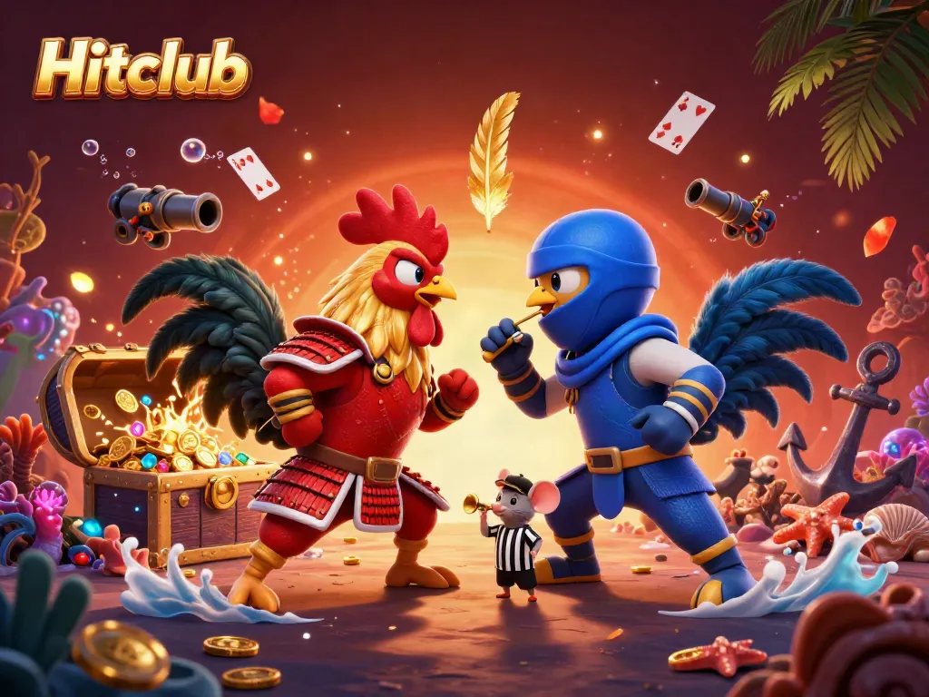 Engage in thrilling gameplay at Hitclub with dynamic fighting roosters and casino elements.