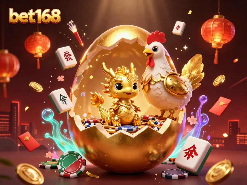 Engage in thrilling gameplay with bet168 as golden dragon and poker chips highlight action-packed casino scene.