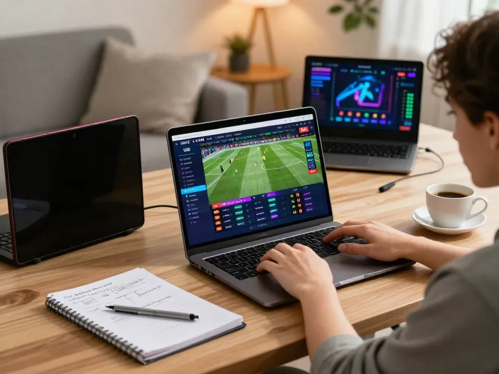 User experiencing online betting on UK88 platform in a cozy, modern gaming setup.