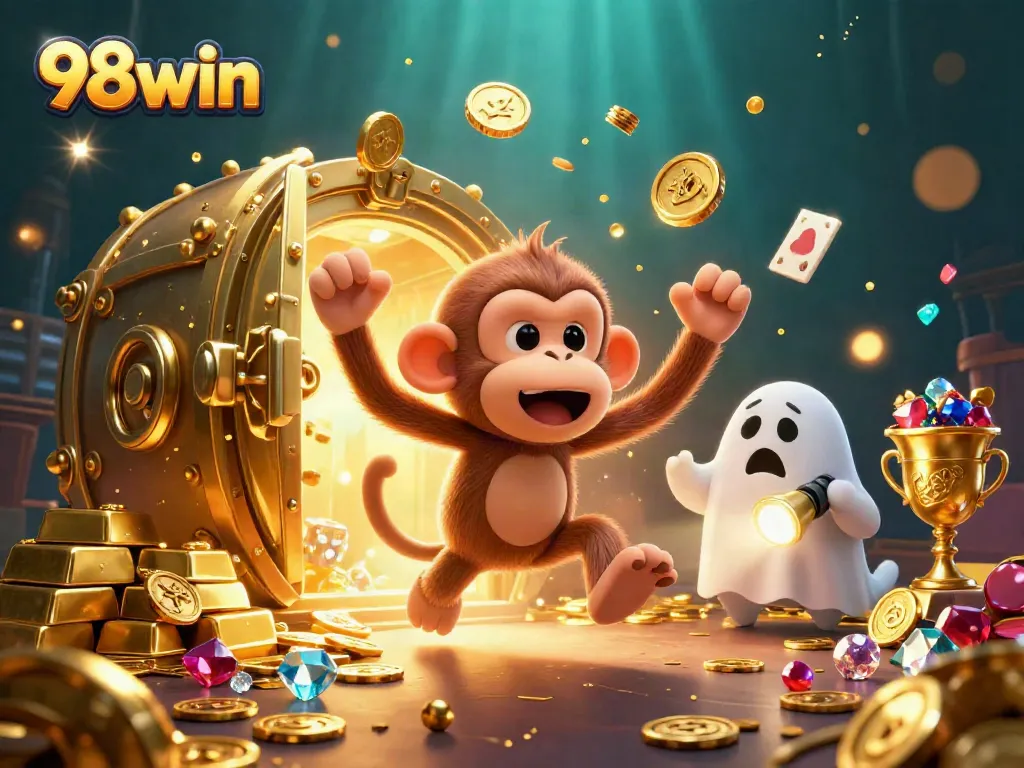 Experience thrilling wins with 98win's exciting casino games in a haunted, treasure-filled setting.