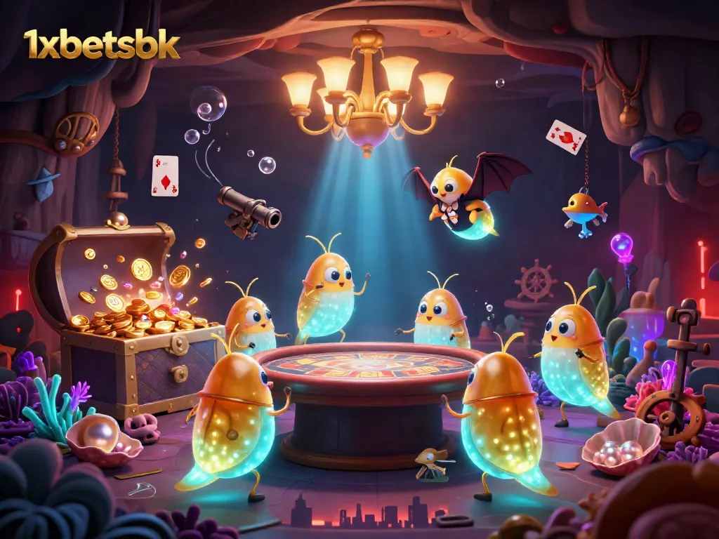 Experience vibrant casino action with 1xbetsbk's glowing casino scene featuring luminescent glowworms