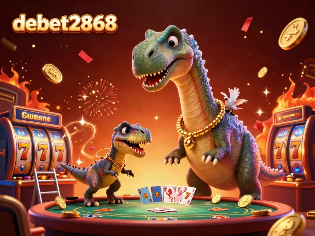 Experience exhilarating wins at debet2868 with a vibrant casino illustration featuring dynamic gaming elements.