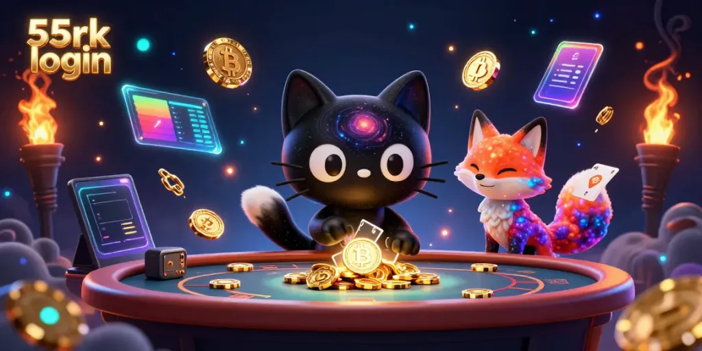 Experience the captivating 55rk login universe, where cosmic characters play amidst golden casino elements.