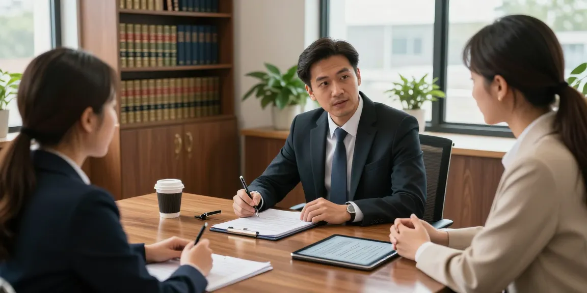 Our website showcases a legal consultation scene with a lawyer and client discussing case details in a modern office.