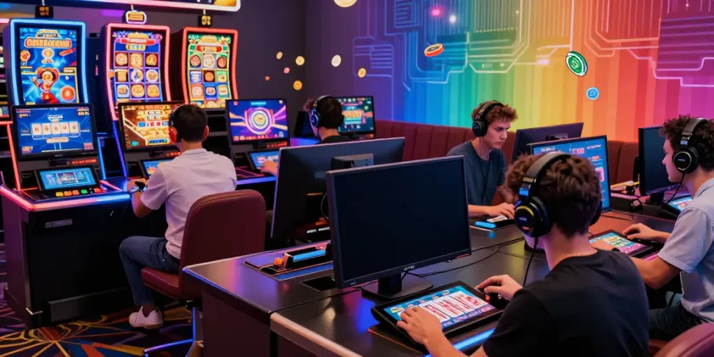 Engaging online gaming experience at du88 with players immersed in digital casino games.
