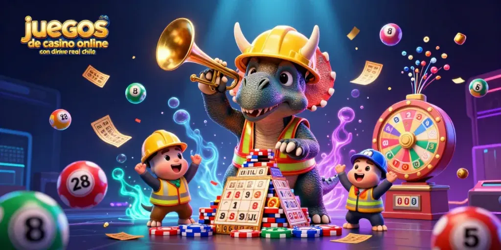 Disfruta de juegos de casino online con dinero real en Chile rodeado de divertidos dinosaurios y elementos de juego