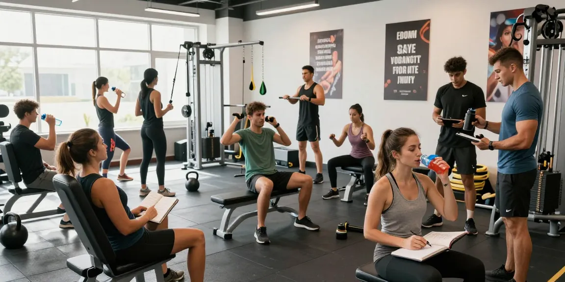 Entrenadores y entusiastas del fitness en Esteroidesshop haciendo ejercicios de levantamiento de pesas.
