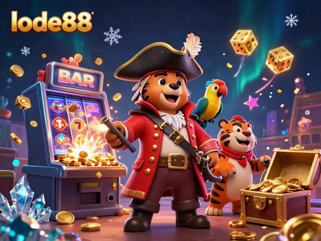 Spin for fortune with lode88 in a vibrant 3D casino scene featuring winning symbols and characters.