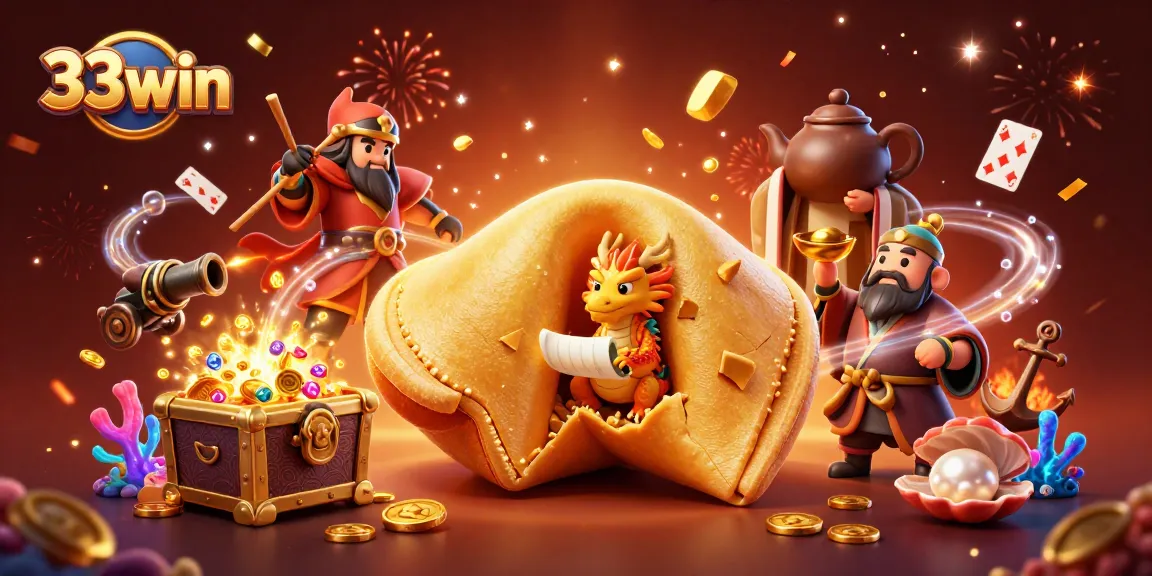 Join the excitement at 33win with this vibrant 3D casino-themed illustration featuring dynamic gaming elements.