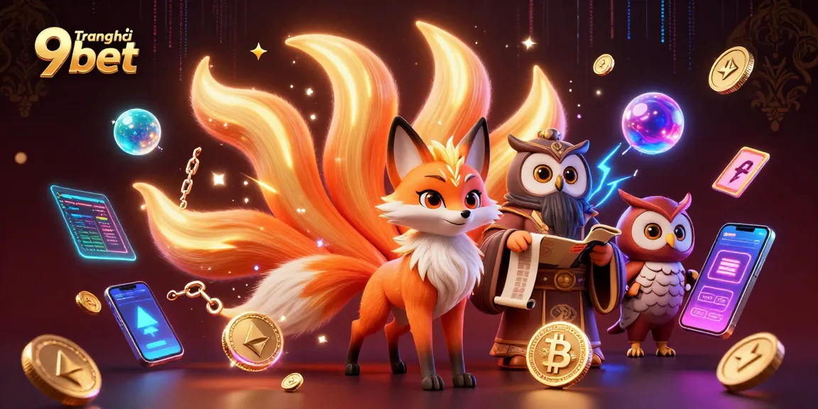 Engage with Trang chủ 9bet in a vibrant casino world featuring rich characters and crypto elements.