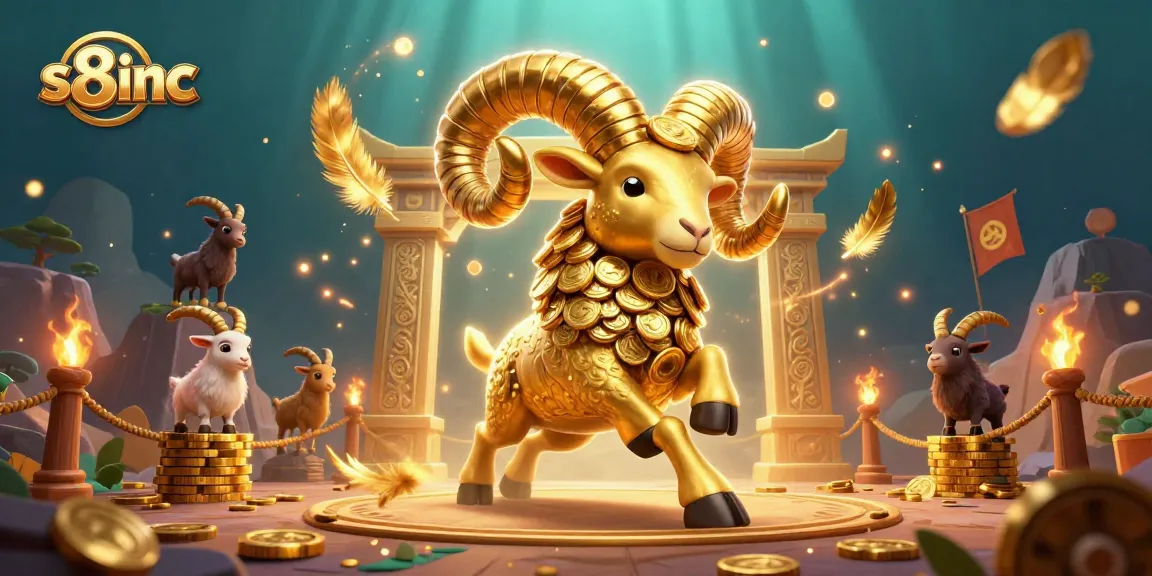 Shoot for exciting wins at s8inc with a dynamic golden ram charging through a vibrant casino backdrop.