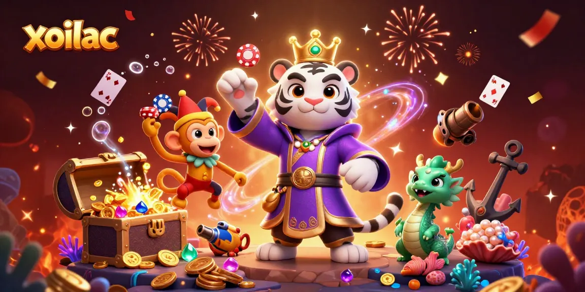 xoilac players experience excitement with a lively golden monkey juggling poker chips