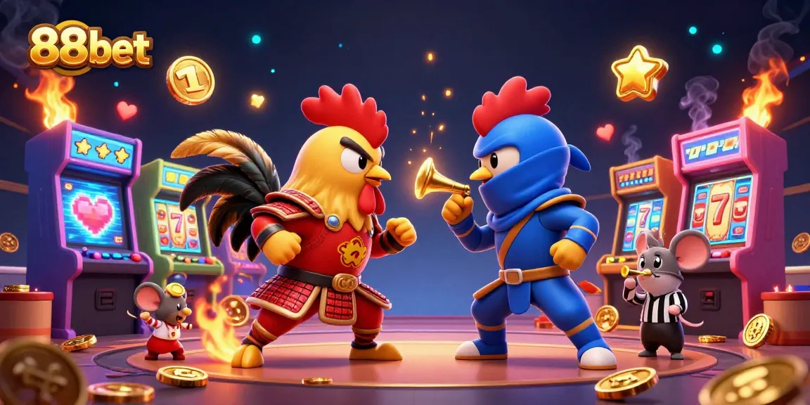 Witness an epic clash of twin roosters in Samurai and Ninja styles for 88bet's dynamic gaming experience.