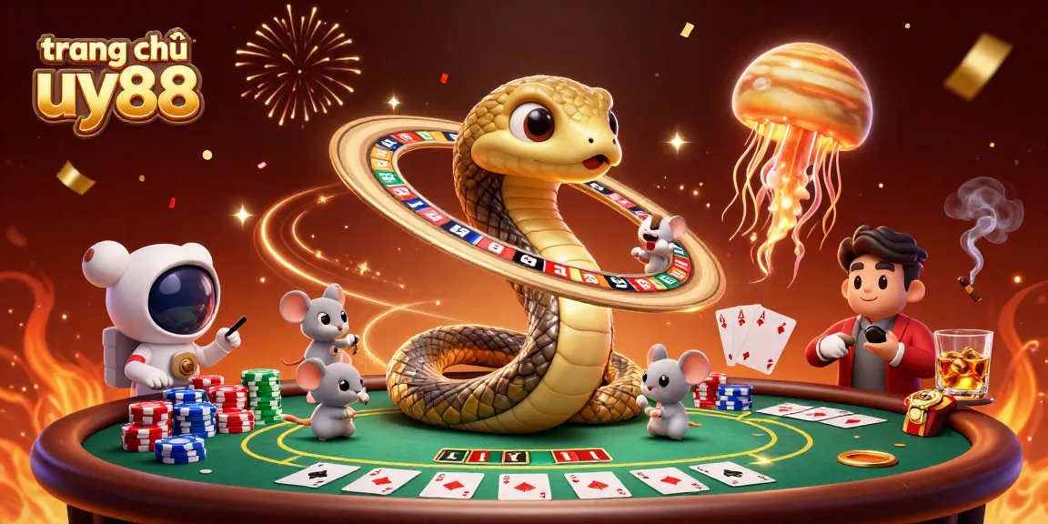 Playing games and placing bets at trang chủ uy88 with a vibrant cosmic casino scene