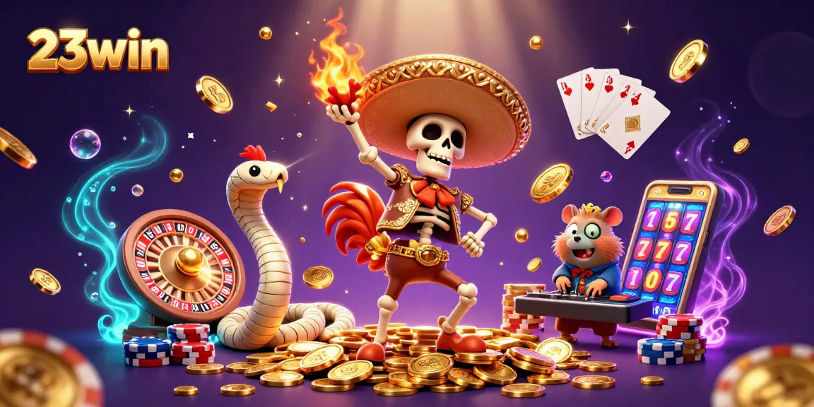 Experience the thrill of gaming with 23win's vibrant 3D casino adventure featuring animated characters.