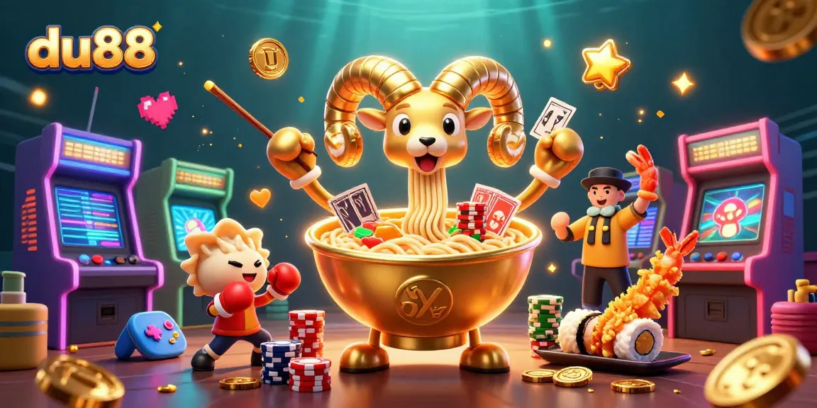 Engage with du88's vibrant 3D casino scene featuring unique characters and game elements.