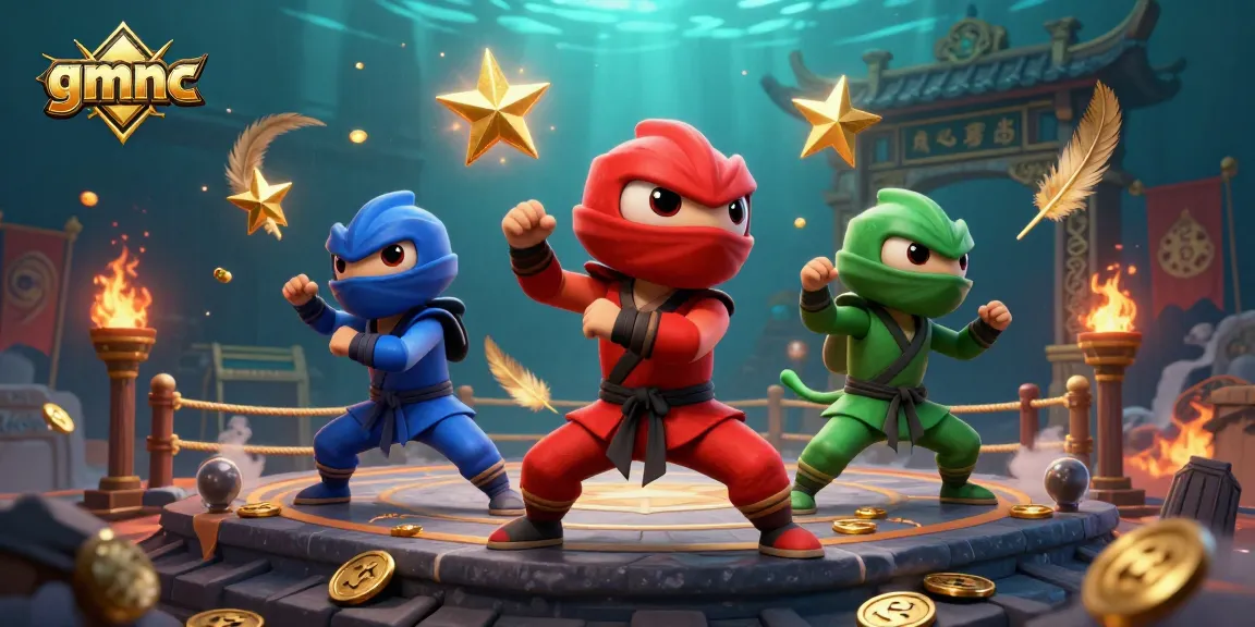 Experience the thrilling gmnc ninja chameleon adventure in this vibrant casino-themed illustration.