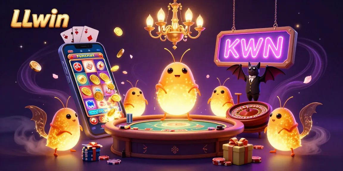 Engage in thrilling gameplay with LLwin's vibrant casino illuminated by glowing glowworms and dynamic game elements.