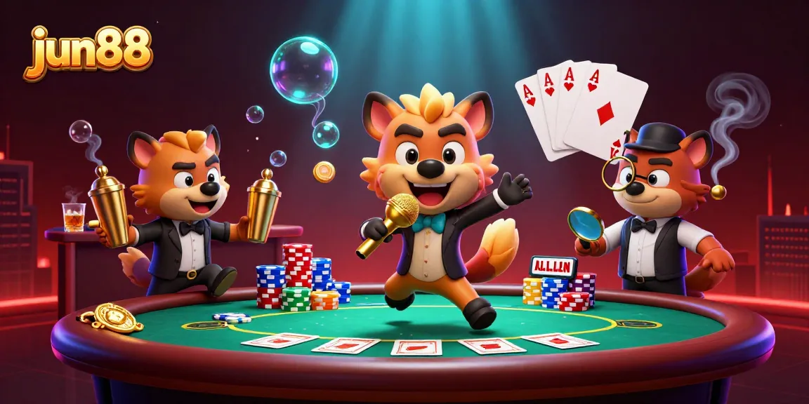 Experience the excitement of jun88's lively casino scene with hyenas and dynamic gaming elements.